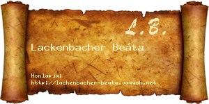 Lackenbacher Beáta névjegykártya